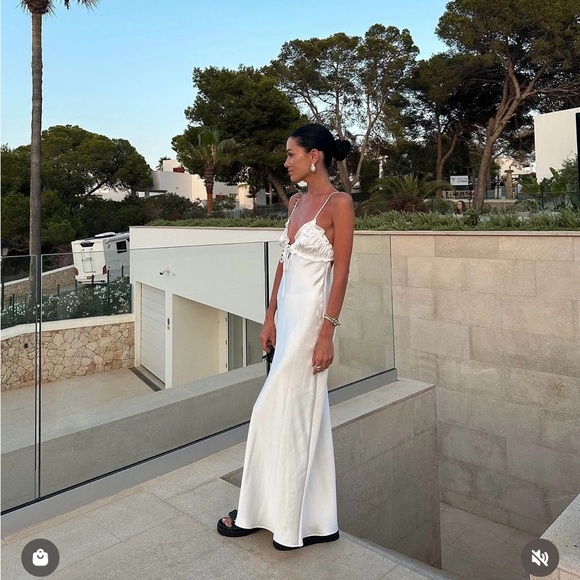 Zara dress white midi ruffled satin lingerie inspired bodycon fitted wedding - Picture 5 of 16